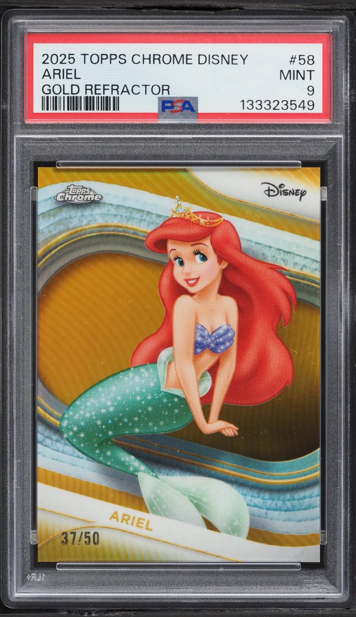 2025 Topps Chrome Disney Gold Refractor Ariel /50 #58 PSA 9 MINT