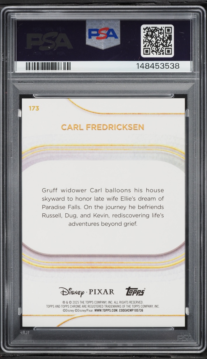 2025 Topps Chrome Disney Orange Wave Carl Fredricksen /25 #173 PSA 9 MINT - Photo 2