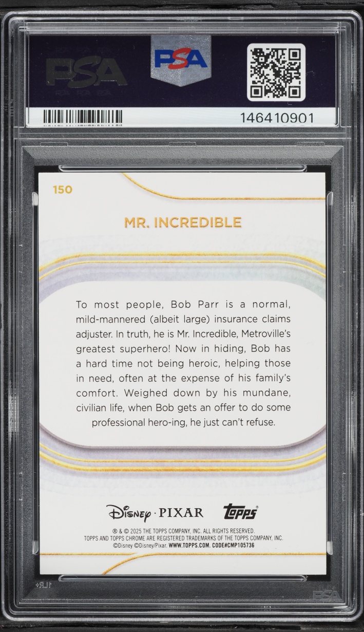 2025 Topps Chrome Disney Sapphire Edition Gold Mr. Incredible /50 #150 PSA 9 MINT - Photo 2