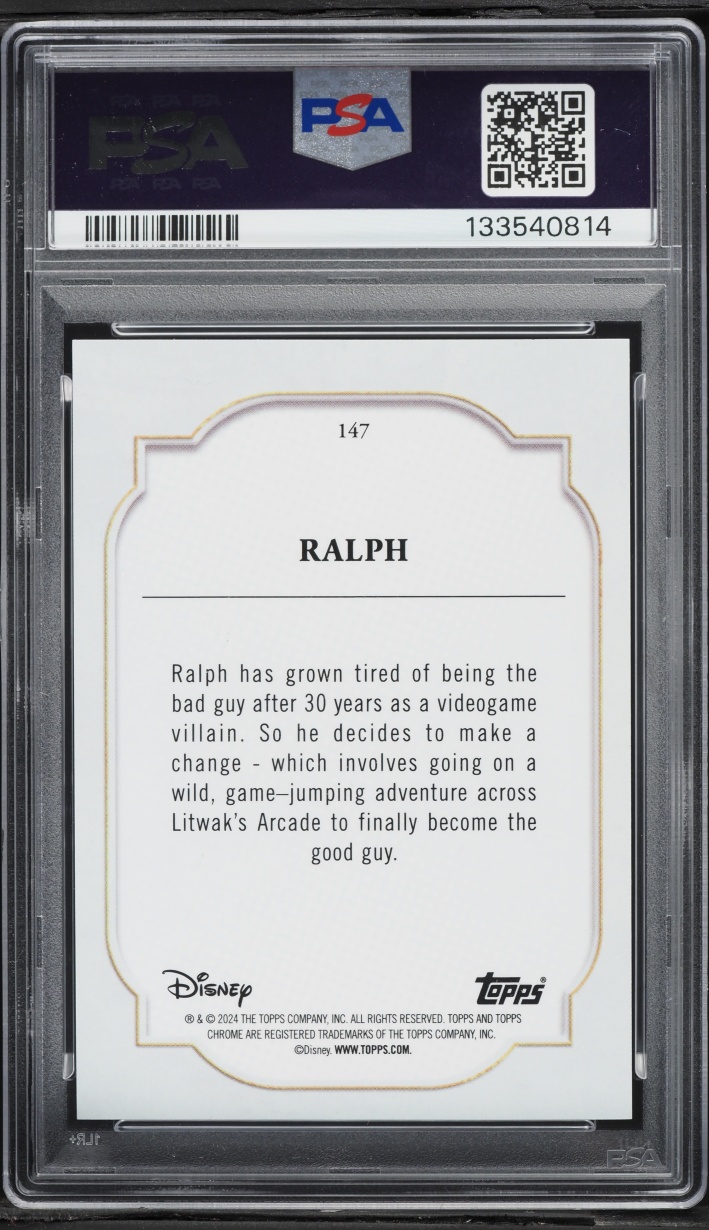2024 Topps Chrome Disney Red & Black Refractor Ralph /28 #147 PSA 10 GEM MINT - Photo 2