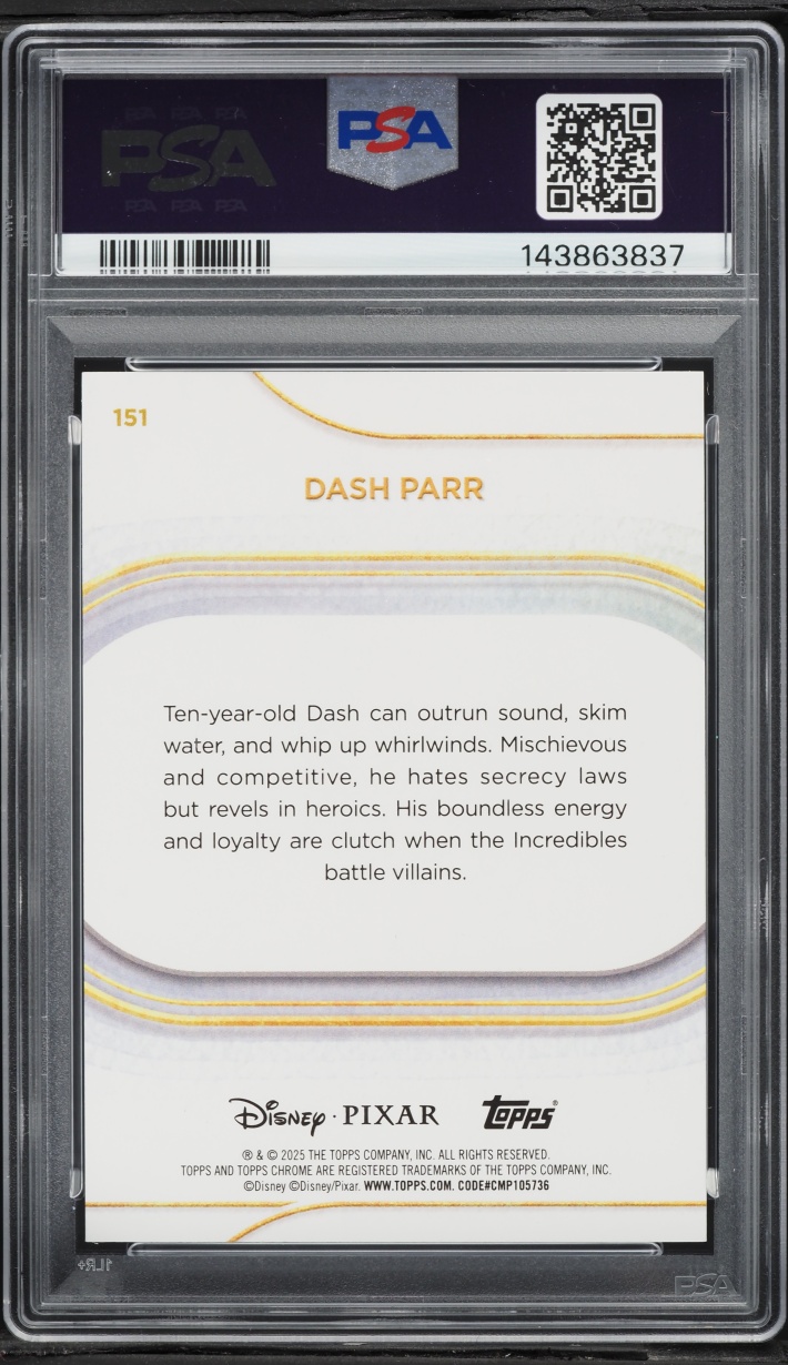 2025 Topps Chrome Disney Sapphire Edition Gold Dash Parr /50 #151 PSA 10 GEM MINT - Photo 2