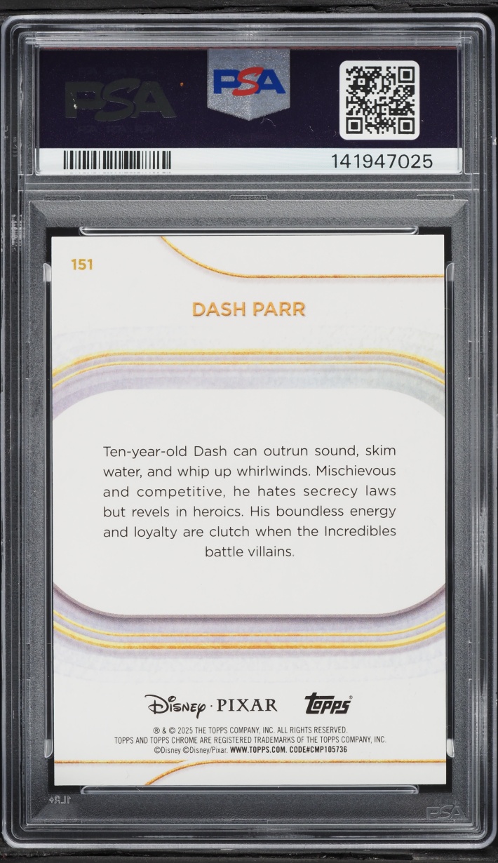 2025 Topps Chrome Disney Sapphire Edition Orange Dash Parr /25 #151 PSA 9 MINT - Photo 2