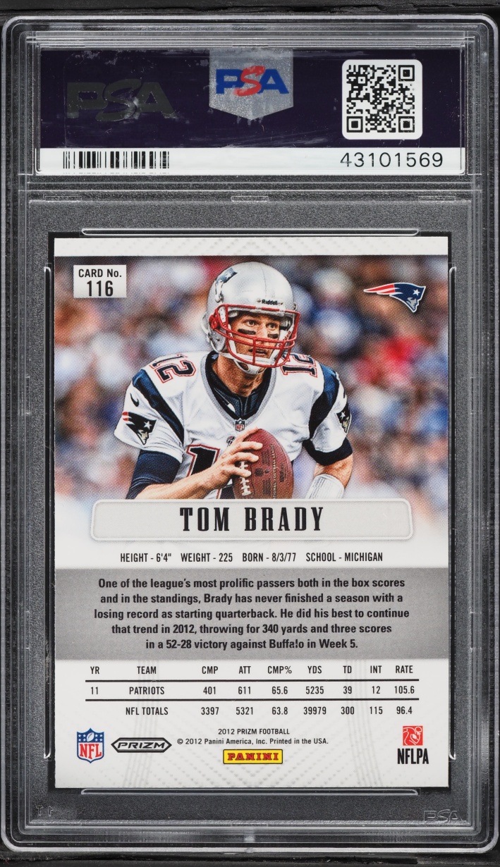 2012 Panini Prizm Green Tom Brady #116 PSA 9 MINT - Photo 2