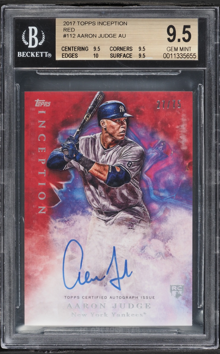 2017 Topps Inception Red Aaron Judge ROOKIE AUTO /75 #112 BGS 9.5 GEM MINT