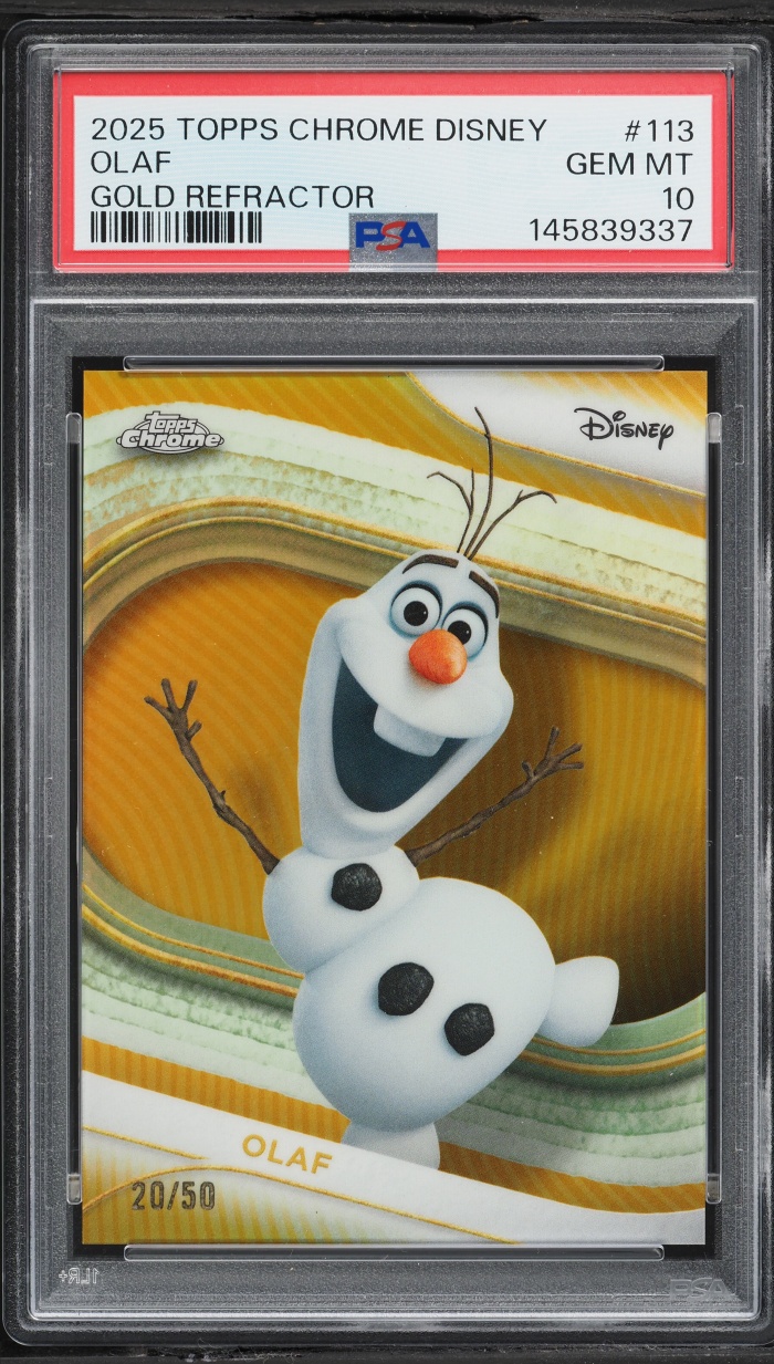 2025 Topps Chrome Disney Gold Refractor Olaf /50 #113 PSA 10 GEM MINT