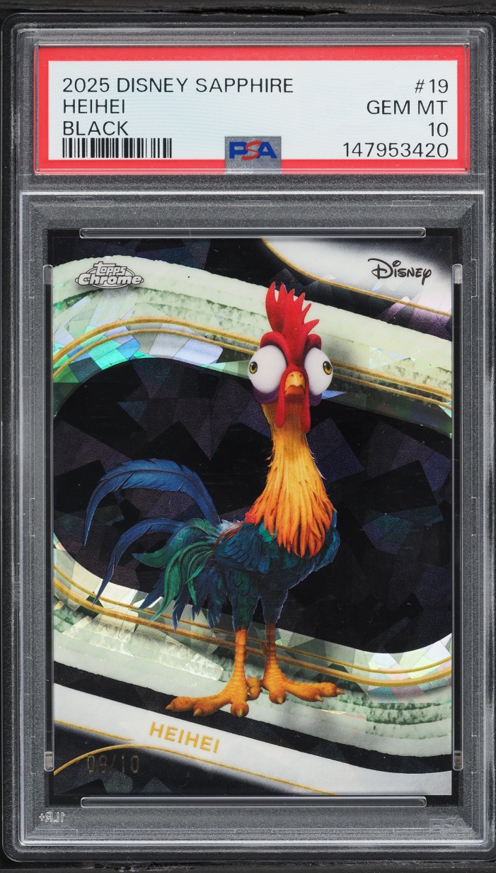 2025 Topps Chrome Disney Sapphire Edition Black Heihei /10 #19 PSA 10 GEM MINT