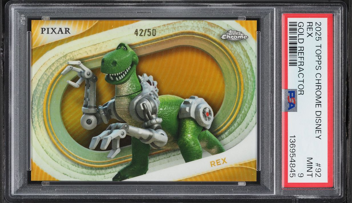2025 Topps Chrome Disney Gold Refractor Rex /50 #92 PSA 9 MINT