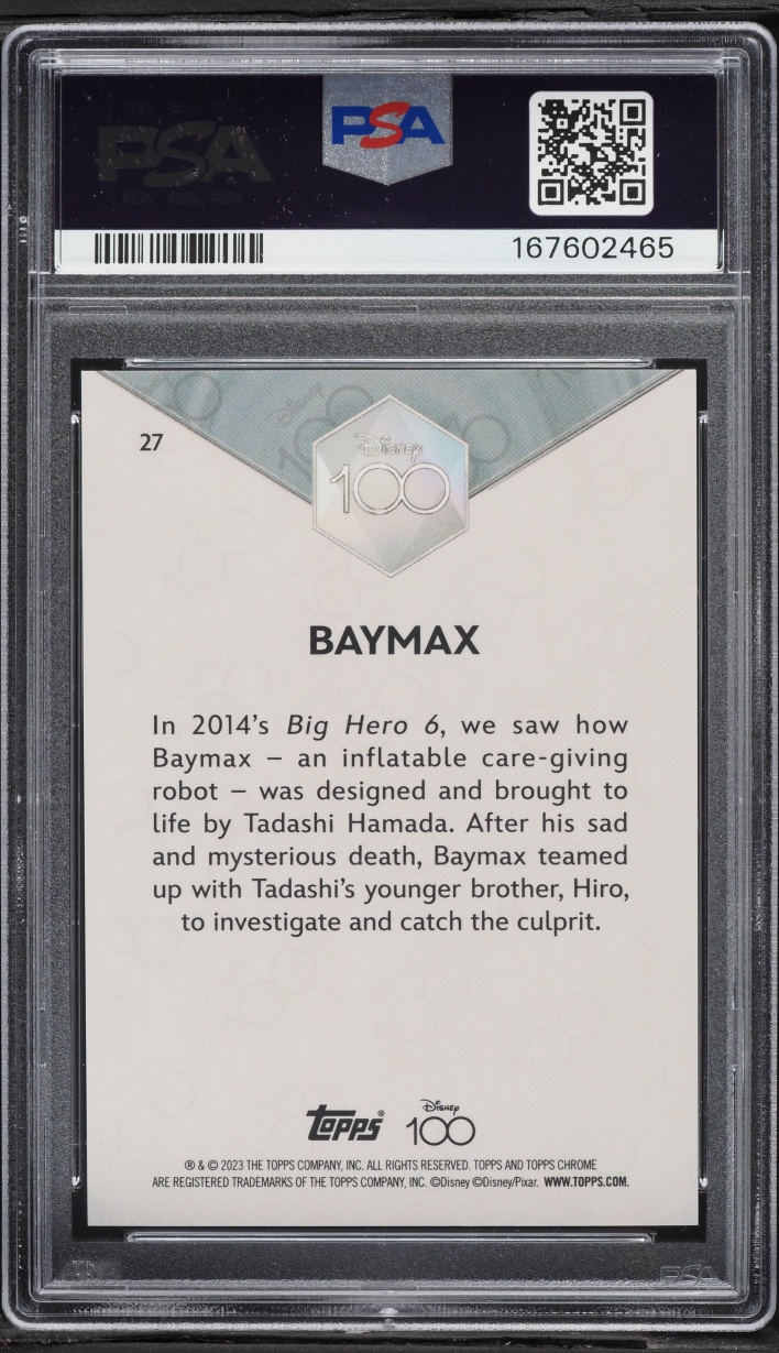 2023 Topps Chrome Disney 100 Pink Refractor Baymax /399 #27 PSA 10 GEM MINT - Photo 2