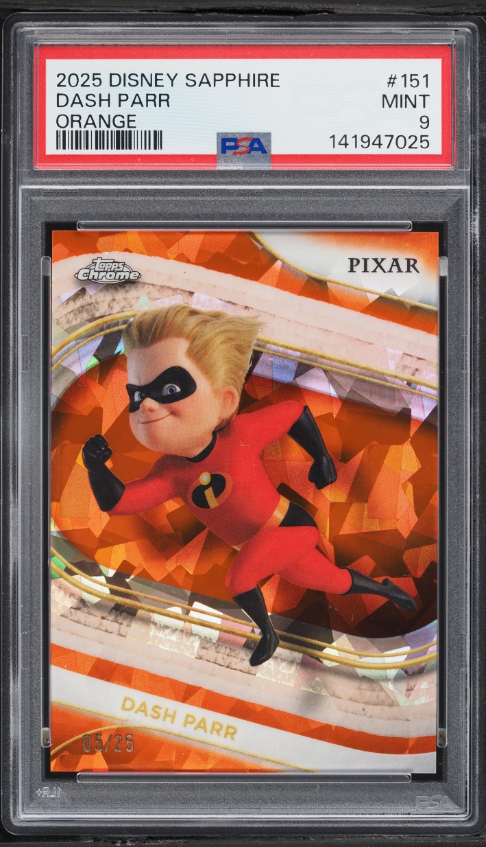 2025 Topps Chrome Disney Sapphire Edition Orange Dash Parr /25 #151 PSA 9 MINT