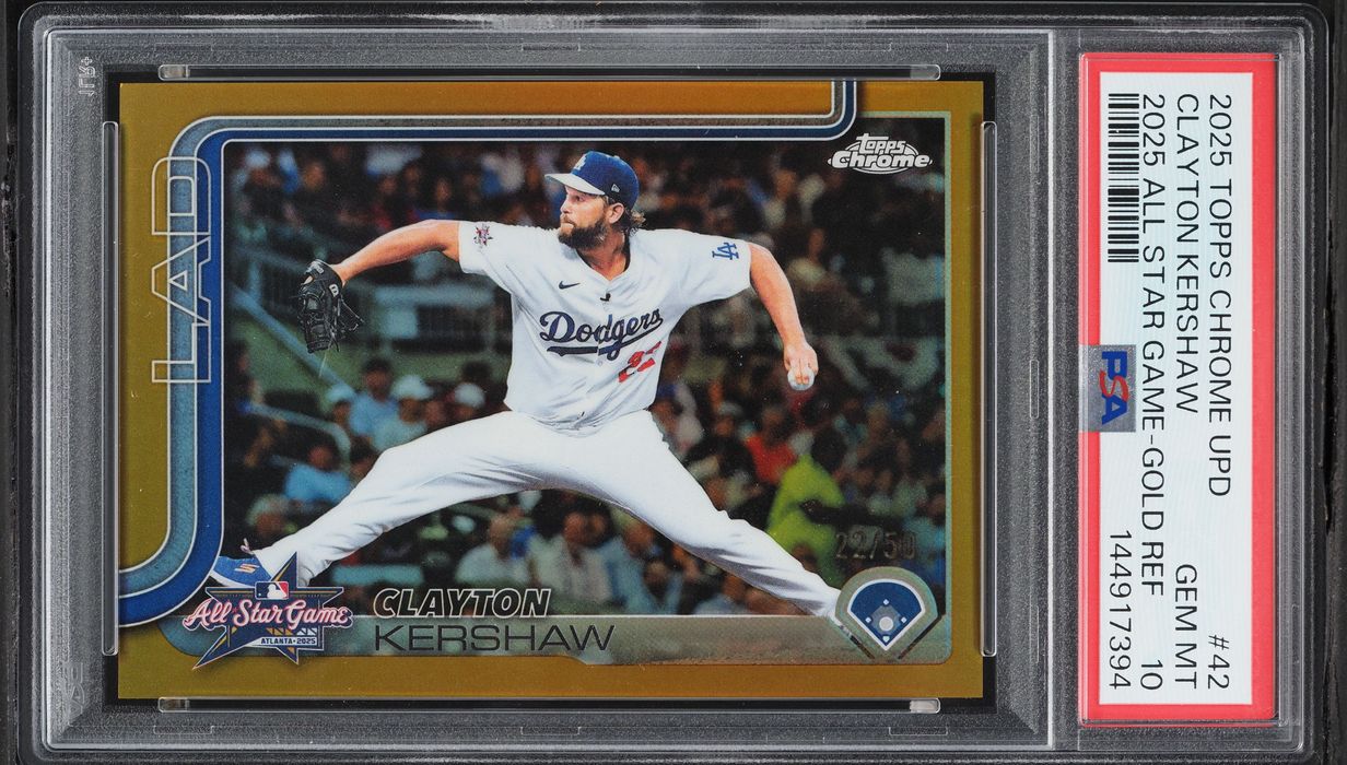 2025 Topps Chrome Update All Star Game Gold Refractor Clayton Kershaw JERSEY # 22/50 PSA 10 GEM