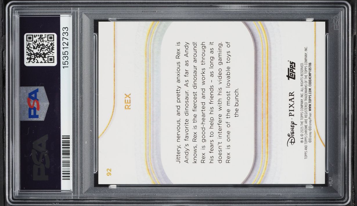 2025 Topps Chrome Disney Sapphire Edition Gold Rex /50 #92 PSA 9 MINT - Photo 2