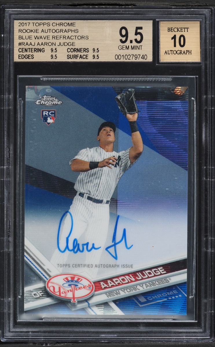 2017 Topps Chrome Blue Wave Refractor Aaron Judge ROOKIE AUTO /75 #RA-AJ BGS 9.5 GEM MINT