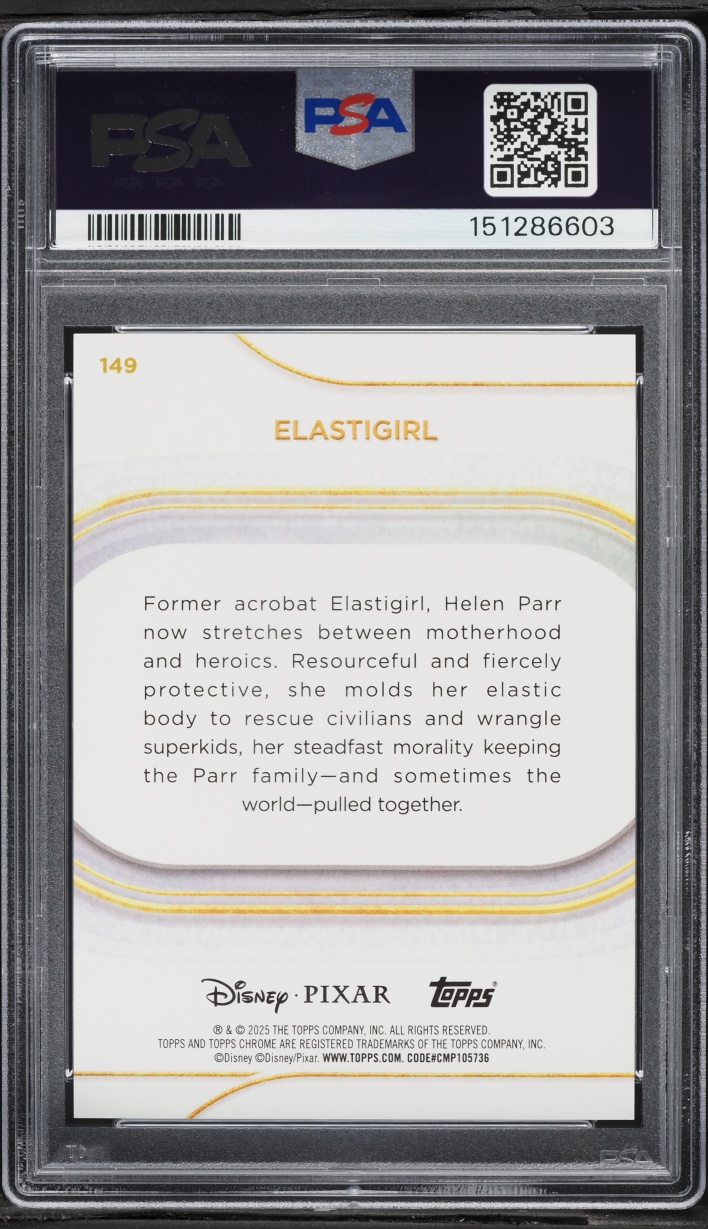 2025 Topps Chrome Disney Sapphire Edition Gold Elastigirl /50 #149 PSA 9 MINT - Photo 2