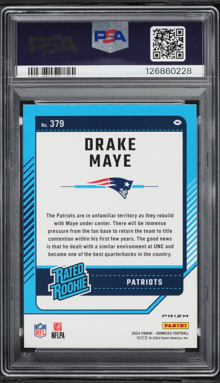 2024 Donruss Optic Preview Drake Maye ROOKIE #379 PSA 10 GEM MINT - Photo 2