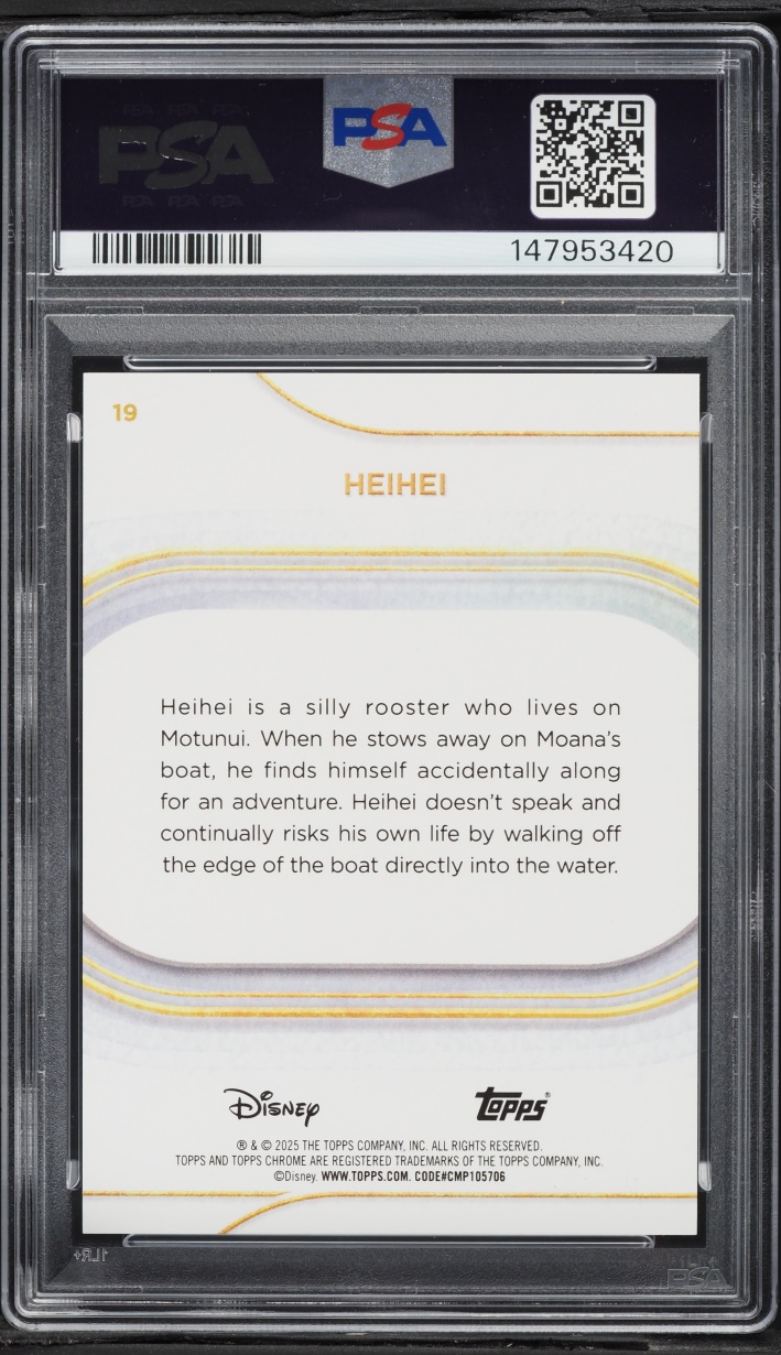 2025 Topps Chrome Disney Sapphire Edition Black Heihei /10 #19 PSA 10 GEM MINT - Photo 2
