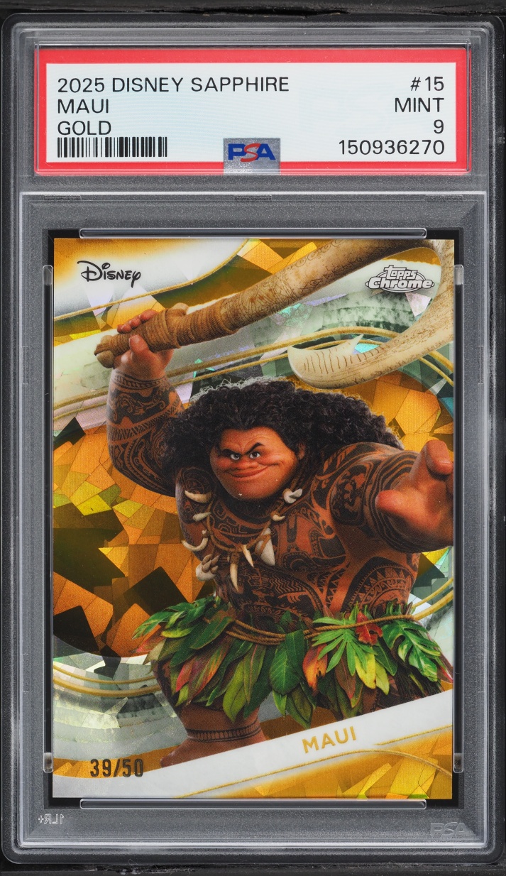 2025 Topps Chrome Disney Sapphire Edition Gold Maui /50 #15 PSA 9 MINT