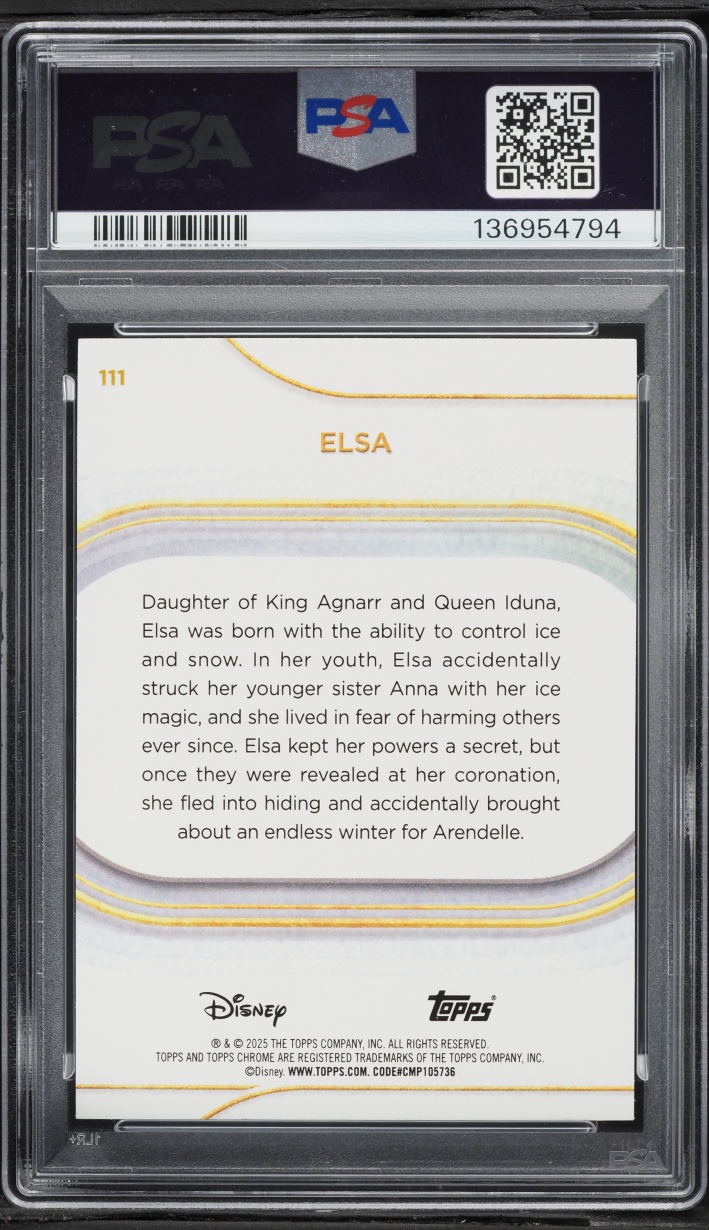 2025 Topps Chrome Disney Pink Refractor Elsa /250 #111 PSA 9 MINT - Photo 2