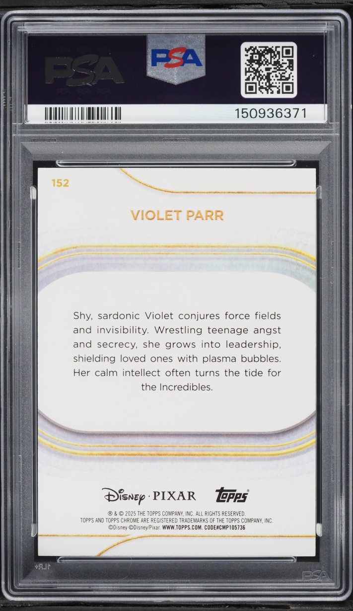 2025 Topps Chrome Disney Sapphire Edition Gold Violet Parr /50 #152 PSA 9 MINT - Photo 2