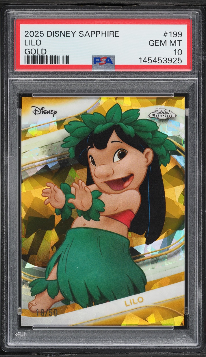 2025 Topps Chrome Disney Sapphire Edition Gold Lilo /50 #199 PSA 10 GEM MINT