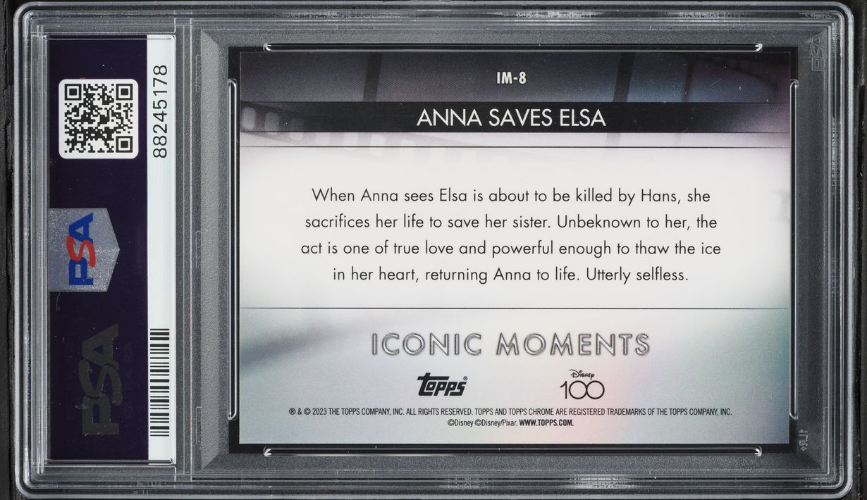 2023 Topps Chrome Disney 100 Iconic Moments Blue Wave Anna Saves Elsa /23 #IM-8 PSA 10 GEM MINT - Photo 2