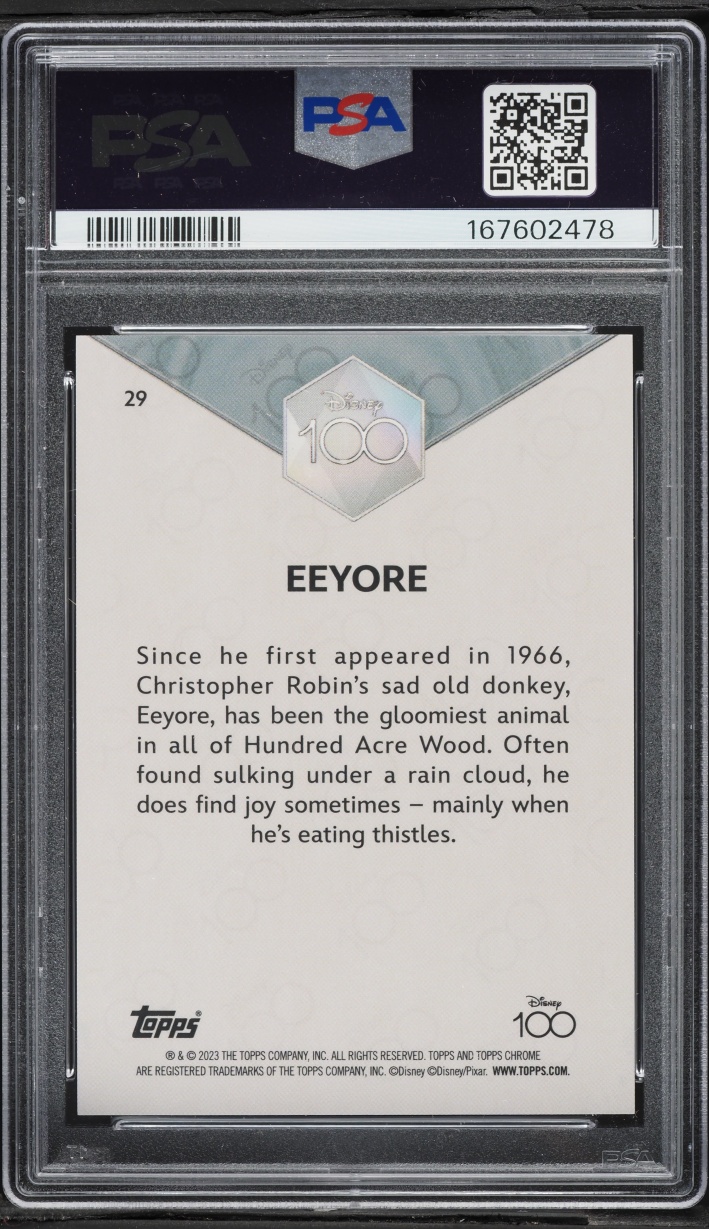 2023 Topps Chrome Disney 100 Pink Refractor Eeyore /399 #29 PSA 10 GEM MINT - Photo 2