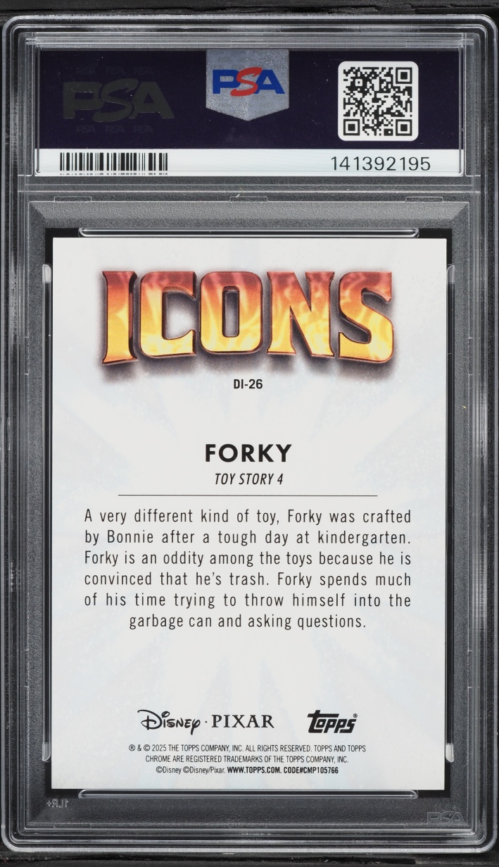 2025 Topps Chrome Disney Icons Orange Refractor Forky /25 #26 PSA 10 GEM MINT - Photo 2