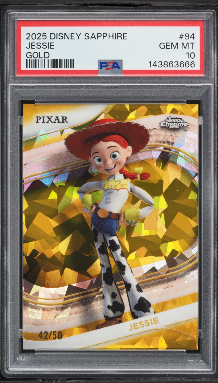 2025 Topps Chrome Disney Sapphire Edition Gold Jessie /50 #94 PSA 10 GEM MINT