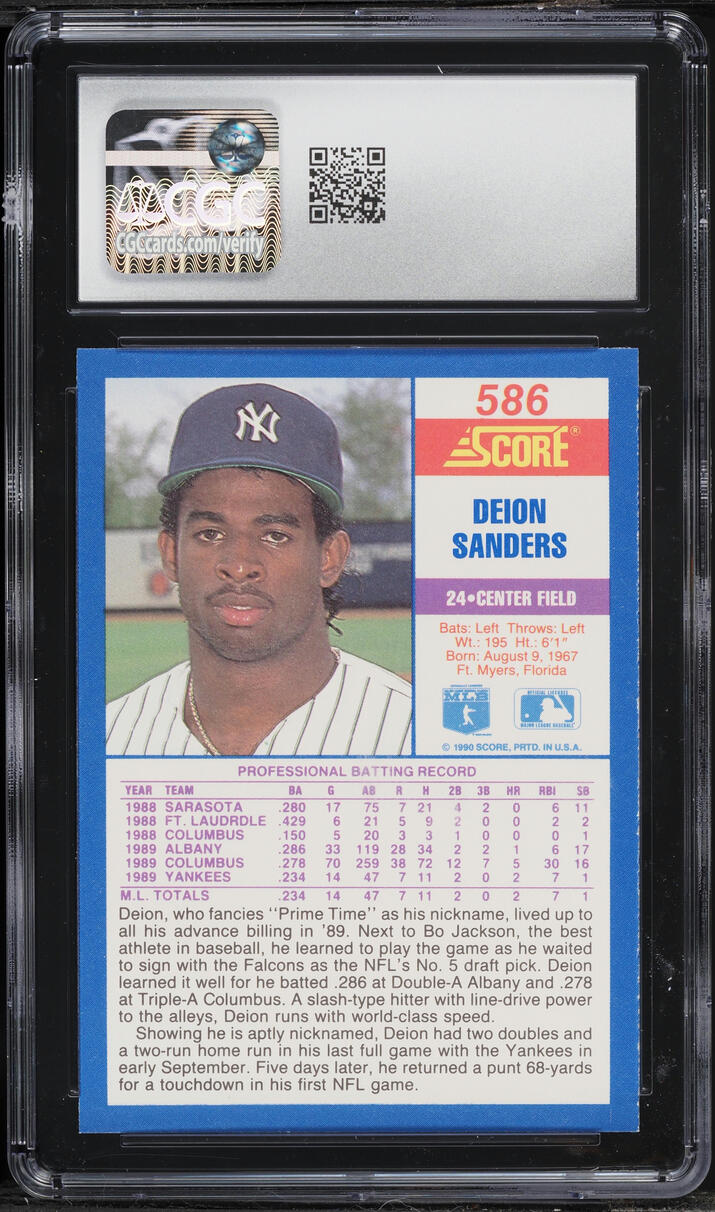 1990 Score Deion Sanders #586 CGC 9 MINT
