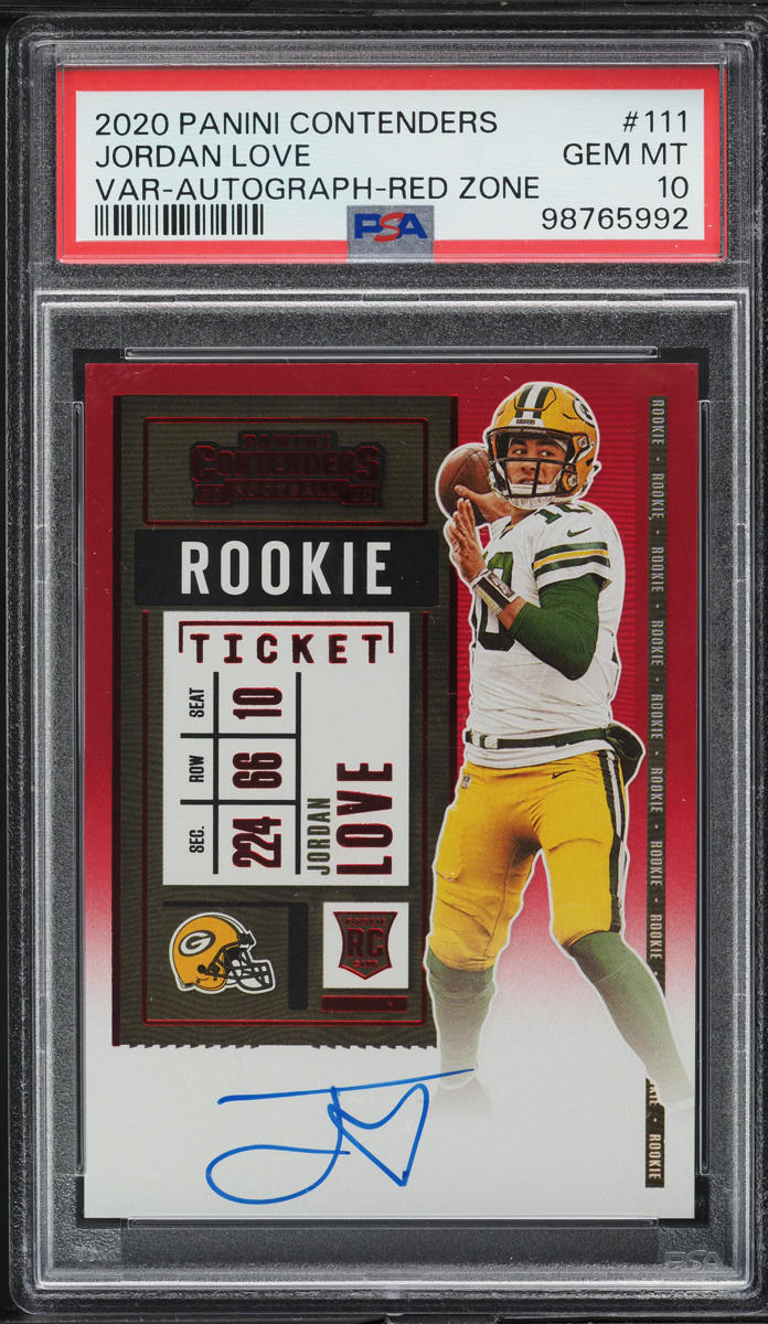 2020 Panini Contenders Red Zone Jordan Love ROOKIE AUTO #111 PSA 10 GEM MINT