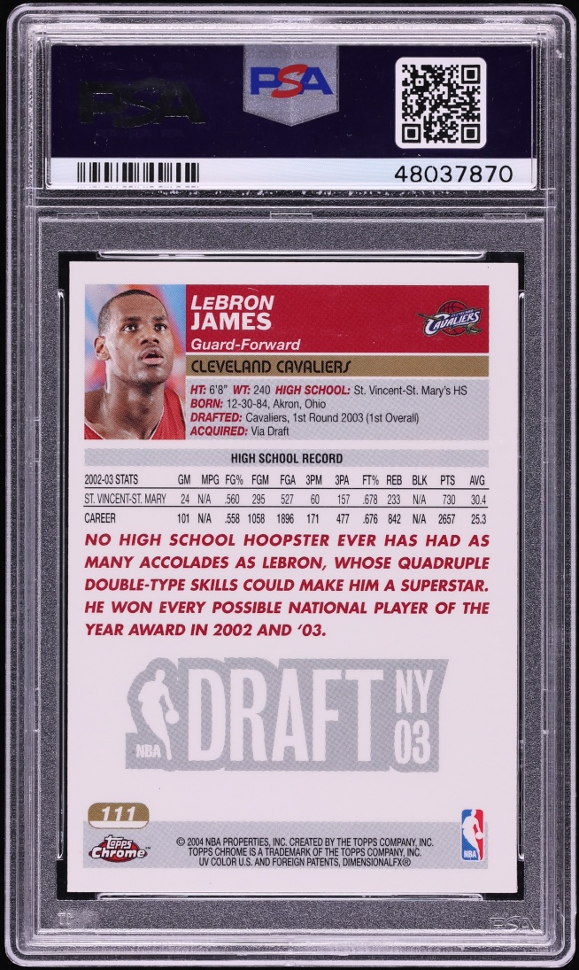2003 Topps Chrome LeBron James ROOKIE #111 PSA 8 NM-MT