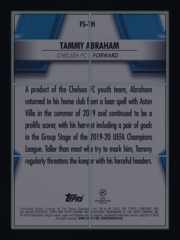 2019 Topps Chrome Sapphire UEFA Future Orange Tammy Abraham ROOKIE /50 MBA AUTH