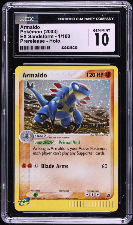 2003 Pokemon EX Sandstorm Prerelease Holo Armaldo #1 CGC 10 GEM MINT