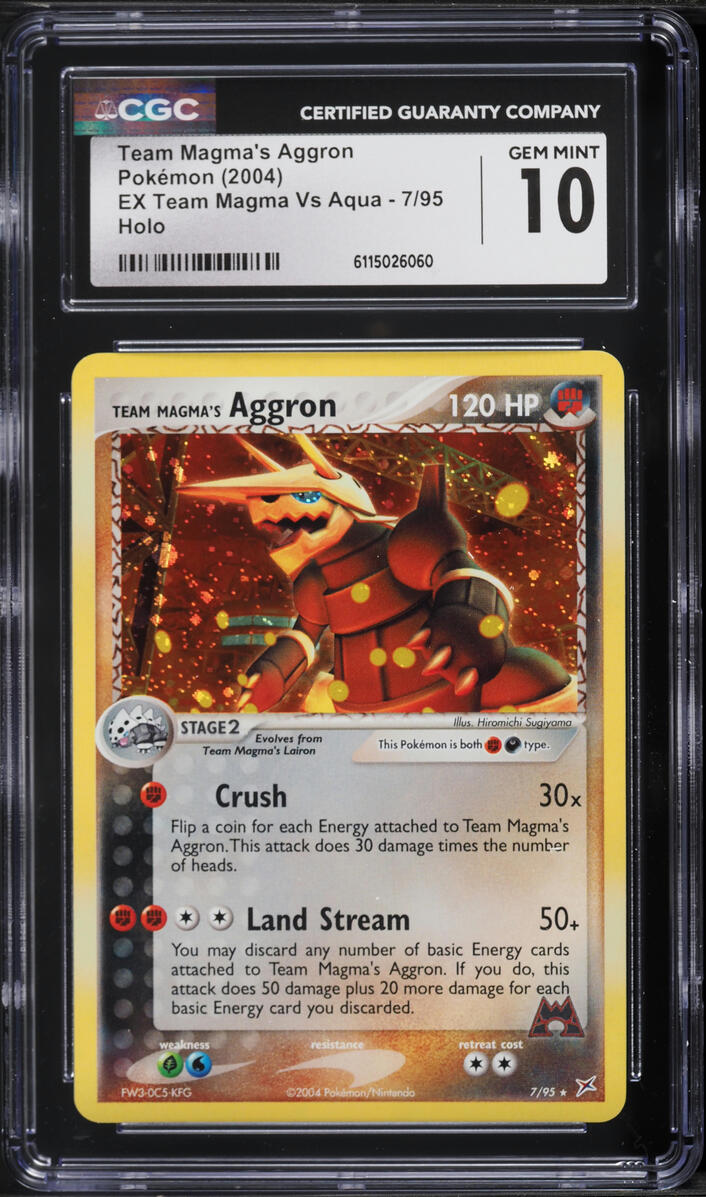 2004 Pokemon EX Team Magma Vs Aqua Holo Team Magma's Aggron #7 CGC 10 GEM MINT