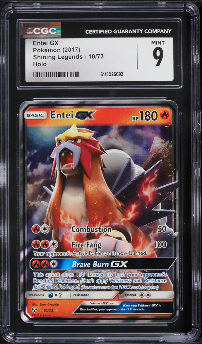2017 Pokemon Sun & Moon Shining Legends Holo Entei GX #10 CGC 9 MINT