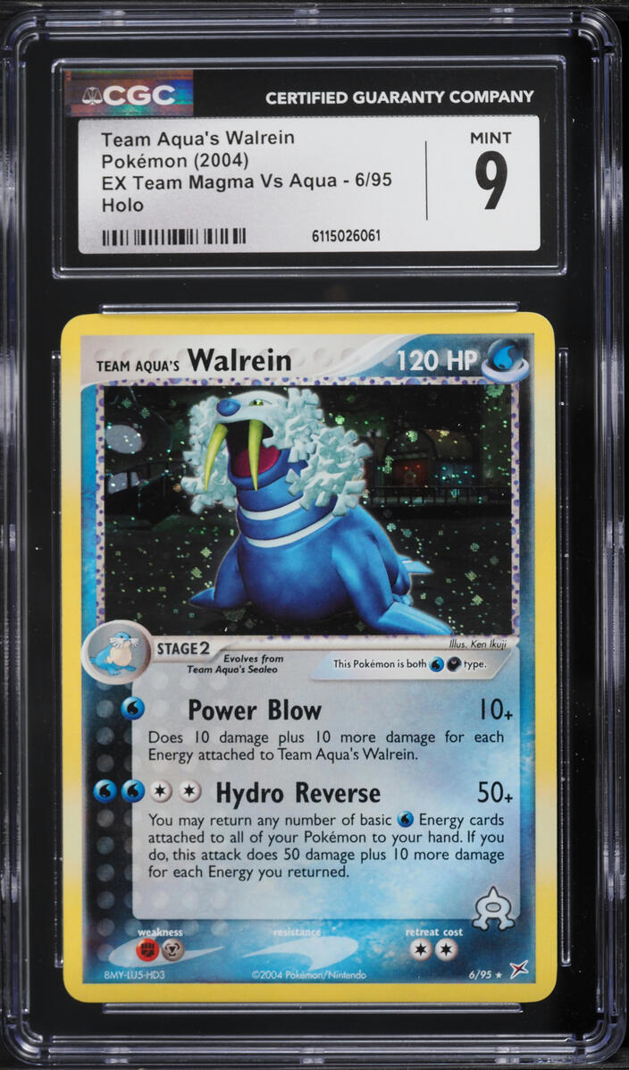 2004 Pokemon EX Team Magma Vs Aqua Holo Team Aqua's Walrein #6 CGC 9 MINT
