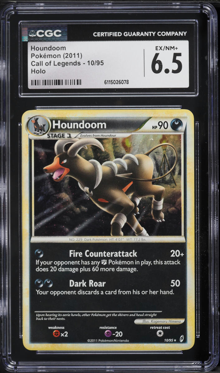 2011 Pokemon Call Of Legends Holo Houndoom #10 CGC 6.5 EXMT+