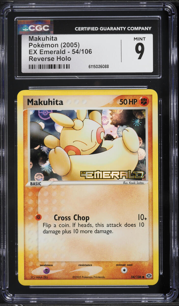 2005 Pokemon EX Emerald Reverse Holo Makuhita #54 CGC 9 MINT