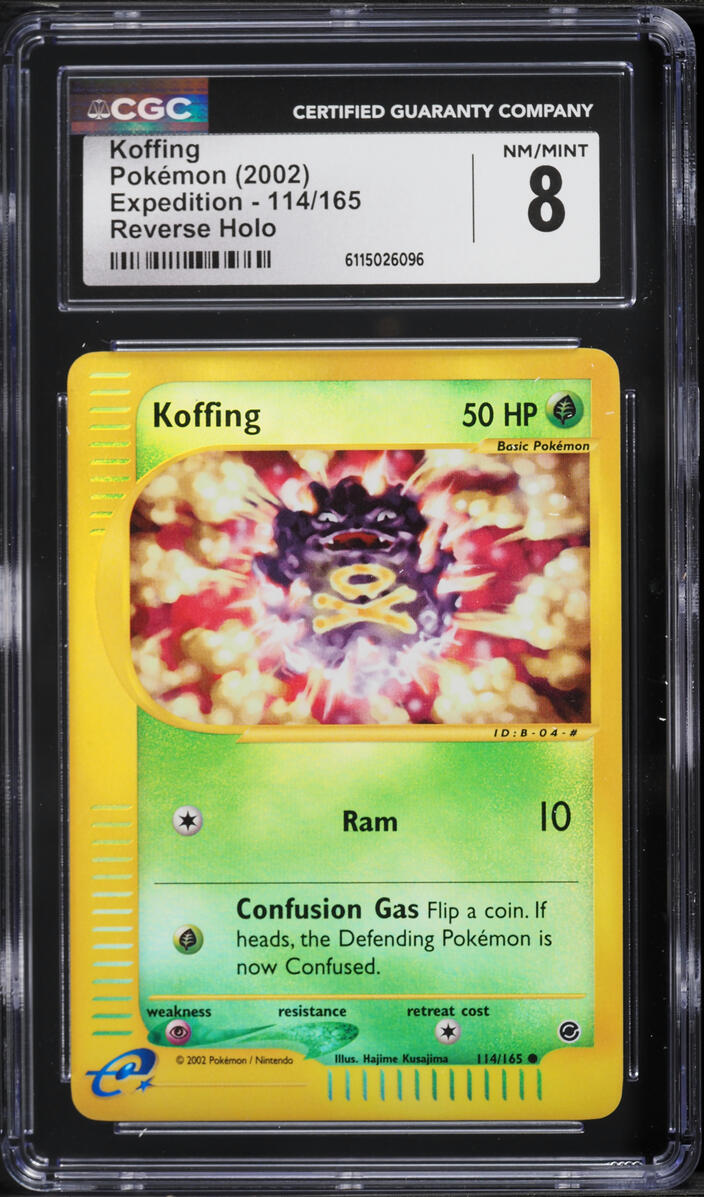 2002 Pokemon Expedition Reverse Holo Koffing #114 CGC 8 NM-MT