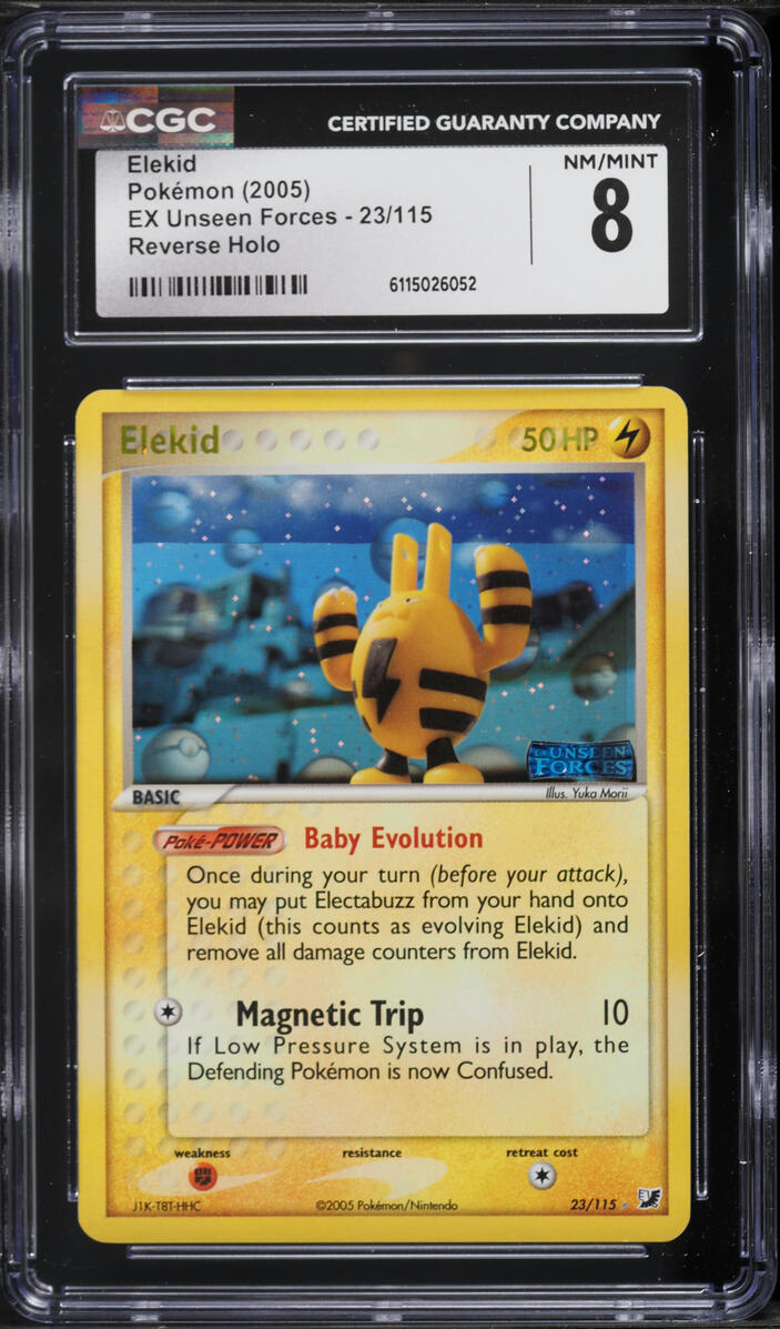 2005 Pokemon EX Unseen Forces Reverse Holo Elekid #23 CGC 8 NM-MT