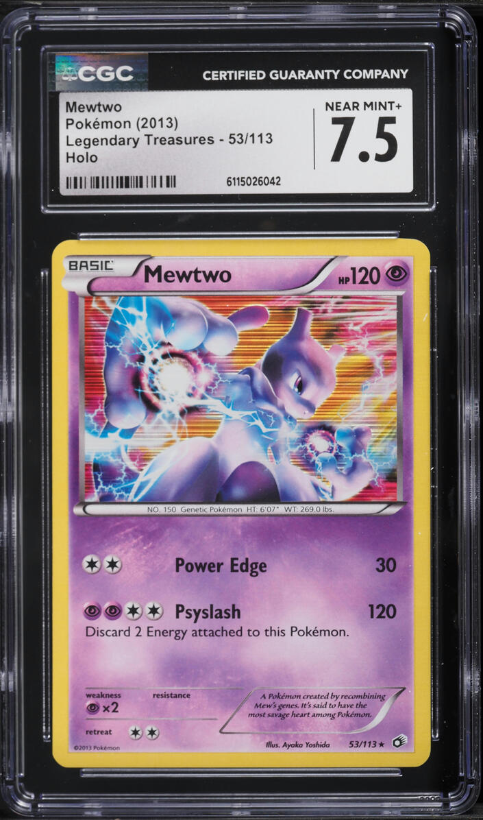 2013 Pokemon Black & White Legendary Treasures Holo Mewtwo #53 CGC 7.5 NRMT+