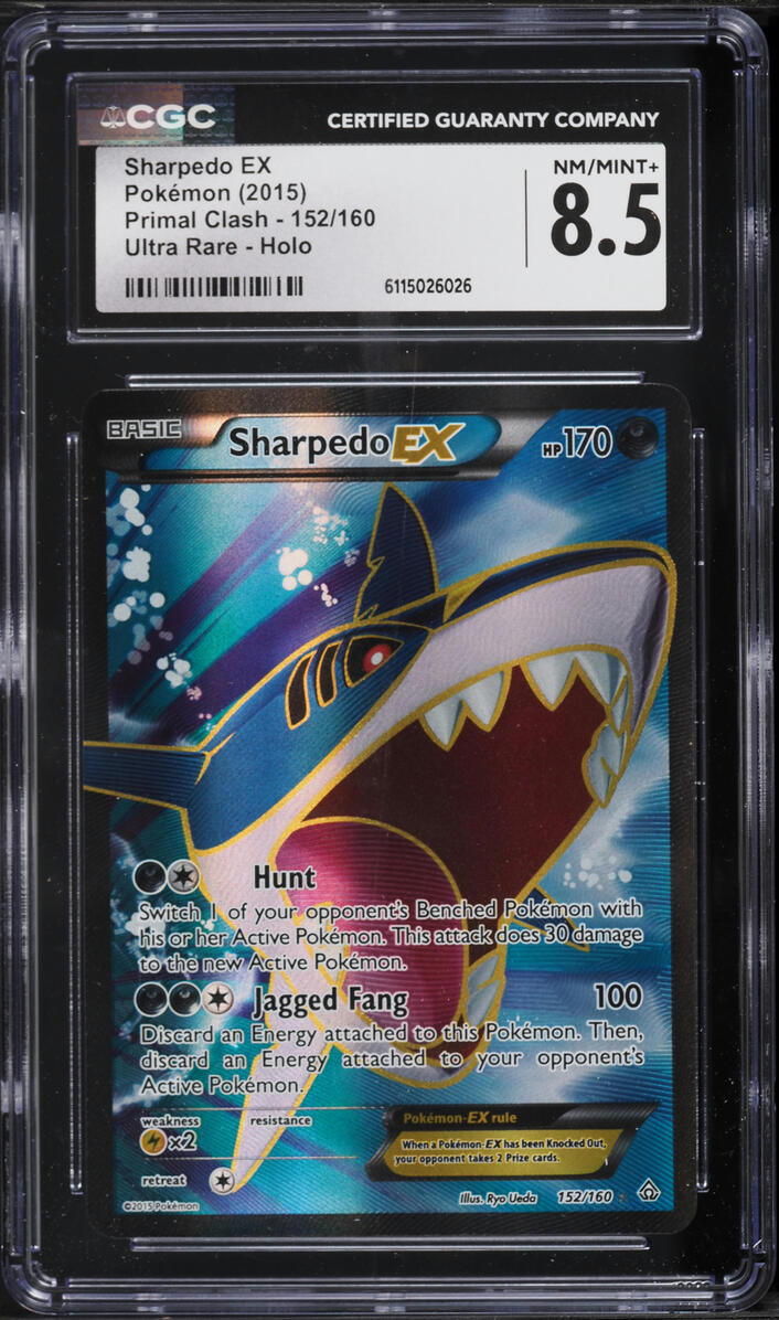 2015 Pokemon XY Primal Clash Full Art Sharpedo EX #152 CGC 8.5 NM-MT+