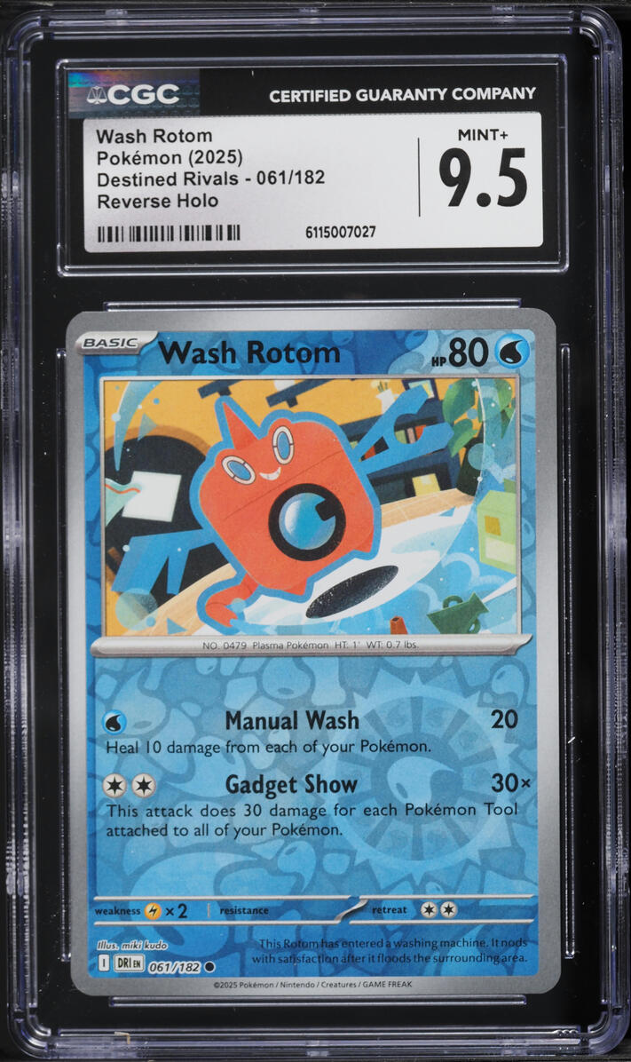 2025 Pokemon Destined Rivals Reverse Holo Wash Rotom #061 CGC 9.5 MINT+
