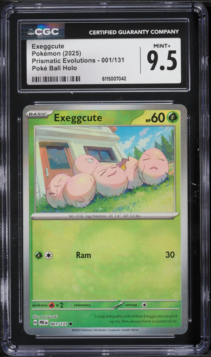 2025 Pokemon Prismatic Evolutions Poke Ball Holo Exeggcute #001 CGC 9.5 MINT+
