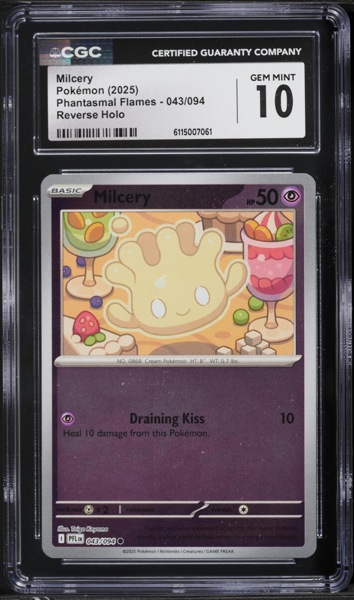 2025 Pokemon Phantasmal Flames Reverse Holo Milcery #043 CGC 10 GEM MINT