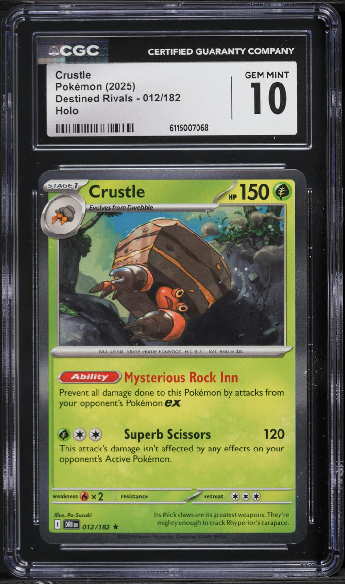 2025 Pokemon Scarlet & Violet Destined Rivals Holo Crustle #012 CGC 10 GEM MINT