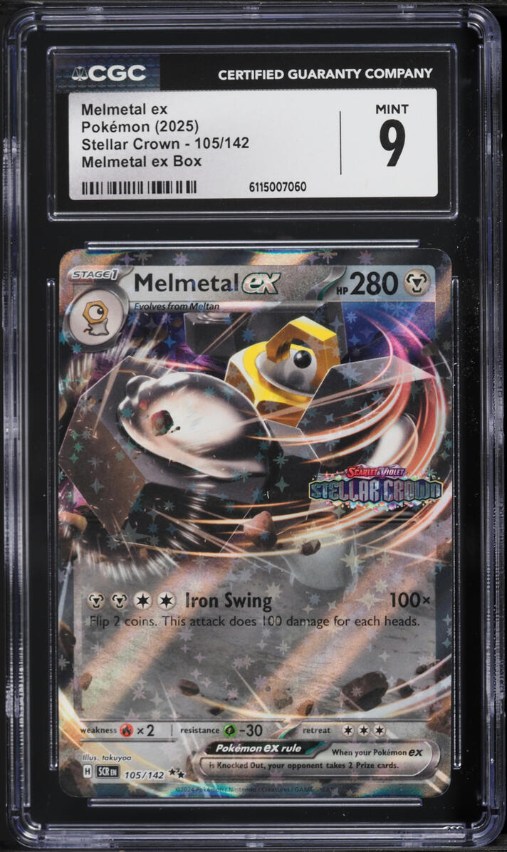 2025 Pokemon Scarlet & Violet Stellar Crown Melmetal ex Box Melmetal ex #105 CGC 9 MINT