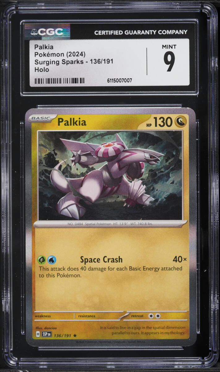 2024 Pokemon Scarlet & Violet Surging Sparks Holo Palkia #136 CGC 9 MINT