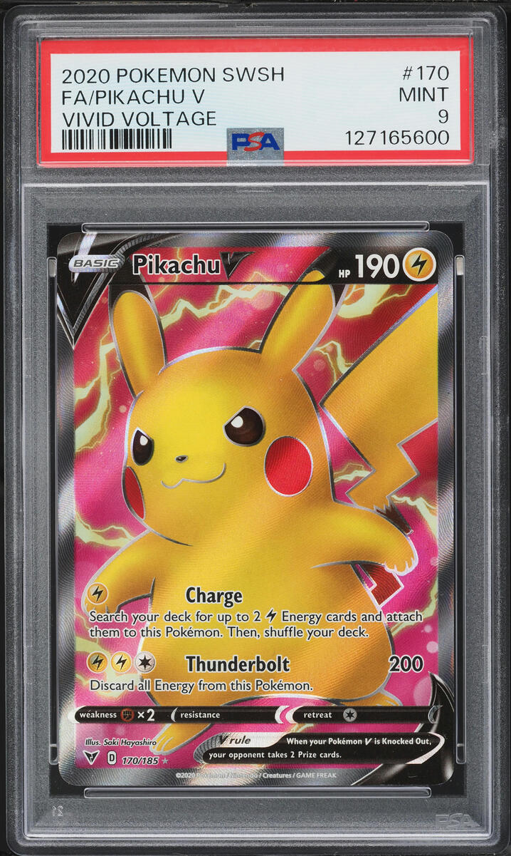 2020 Pokemon Sword & Shield Vivid Voltage Full Art Pikachu V #170 PSA 9 MINT