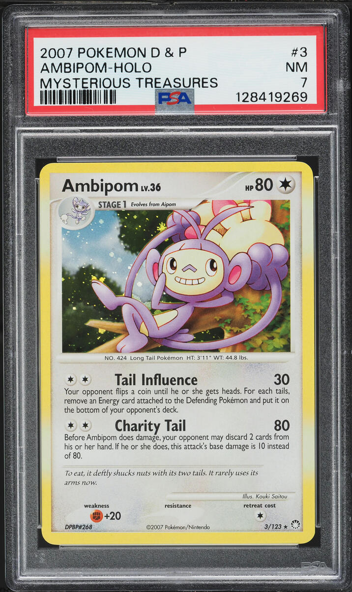 2007 Pokemon Diamond & Pearl Mysterious Treasures Holo Ambipom #3 PSA 7 NRMT
