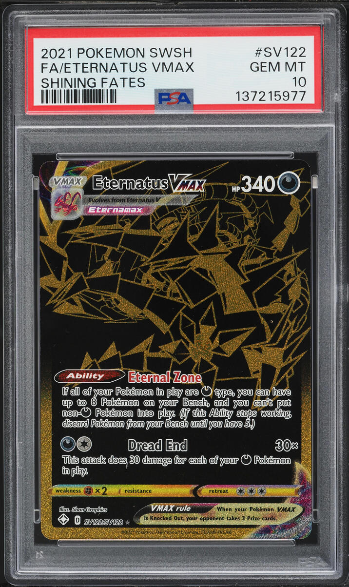 2021 Pokemon Sword & Shield Shining Fates Full Art Eternatus VMAX #SV122 PSA 10 GEM MINT